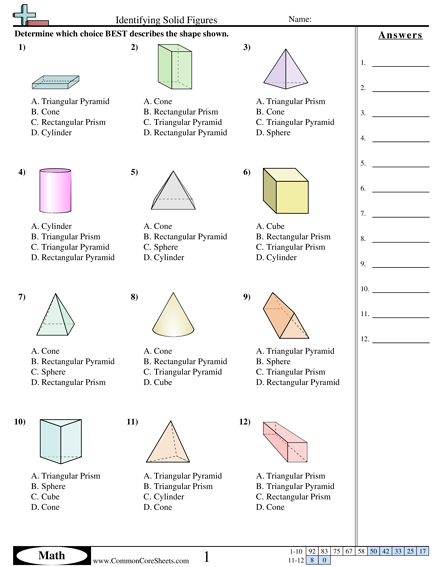 Shapes Worksheets - Identifying Solid Shapes worksheet